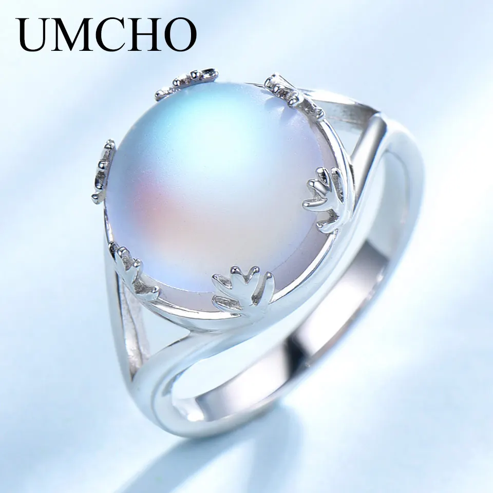 UMCHO, настоящее 925 пробы, серебряные ювелирные изделия, Aurora Borealis, цветные кольца с драгоценными камнями для женщин, романтический элегантный подарок, хорошее ювелирное изделие