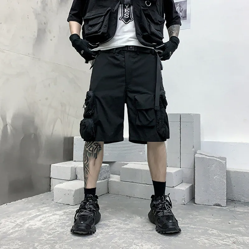 GLOWNY ♥ WILLY POP SHORTS /追跡付 2021 Men Harajuku Casual Techwear Cargo Shorts With Multi