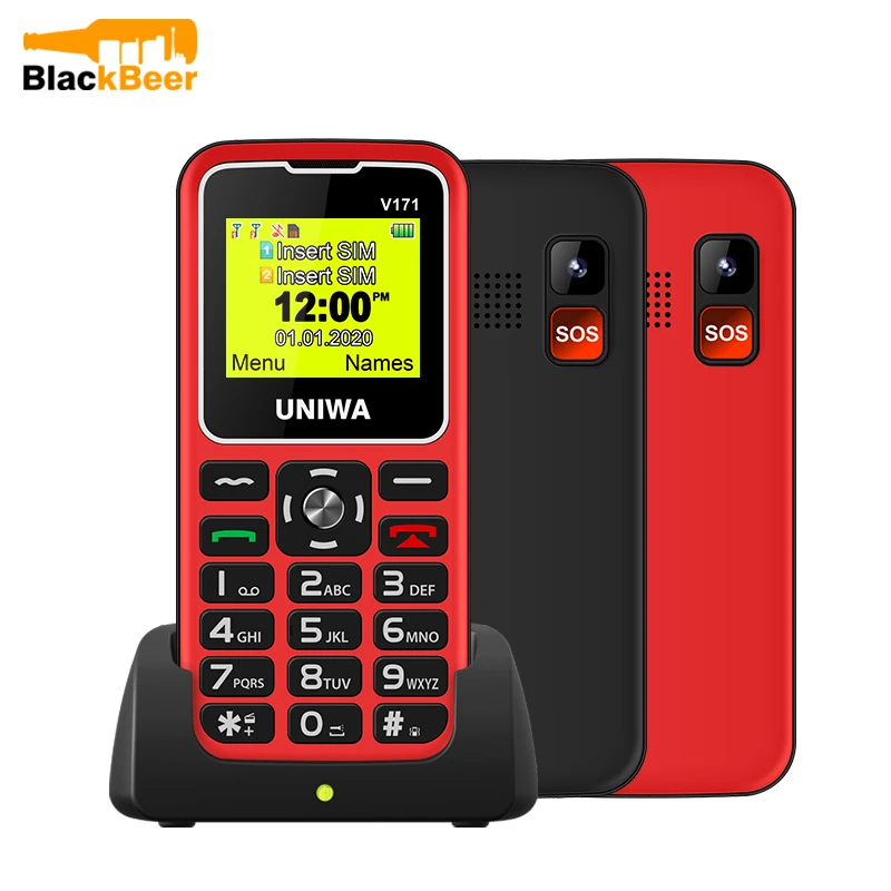 best dual sim cell phone UNIWA V171 1.77" 2G GMS Mobile Phone 1000mAh Senior Feature Phone Free Charging Dock Cellphone Wireless FM For Elderly Man SOS samsung android cell phones
