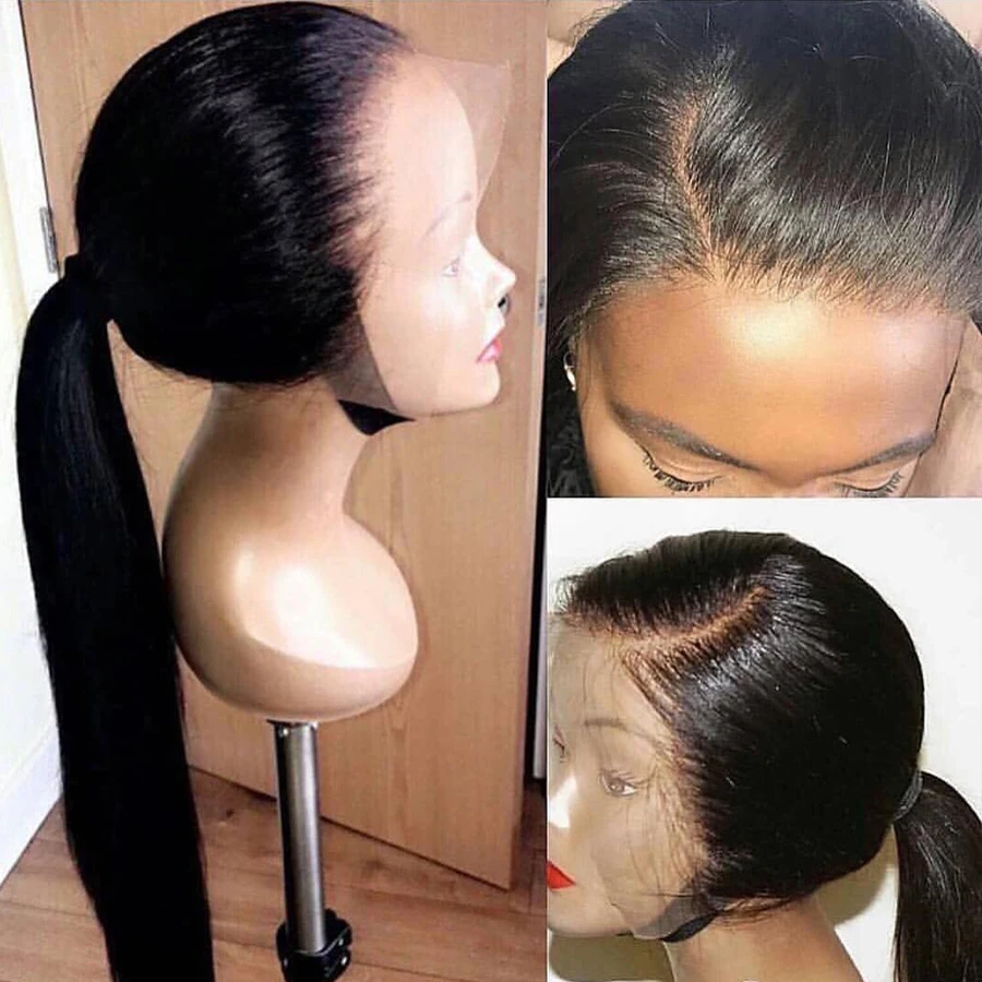 8-26 дюймов прямые 13x6 кружевные передние человеческие волосы парики с детскими волосами 200 плотность бразильские кружевные передние парики с натуральной линией волос