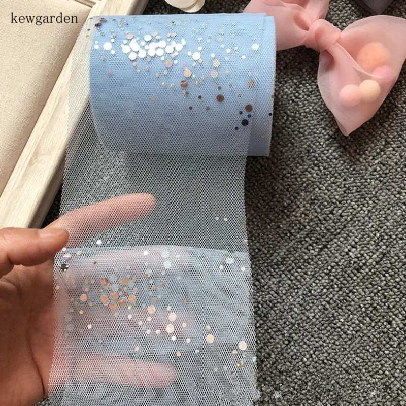Kewgarden лазерная точка сетчатая Вуаль ленты 10 см DIY Шпилька волос бант в качестве аксессуара атласная лента вручную изготовленная Лента Riband 25 метров
