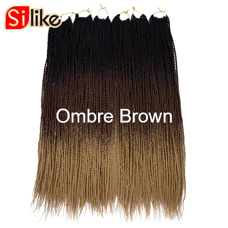 Silike, 24 дюйма, Омбре, Сенегальские, крученые волосы, вязанные крючком, косички, 30 корней, предварительно петлевые, синтетические, с вырезами, плетеные волосы для женщин - Цвет: T1B/613