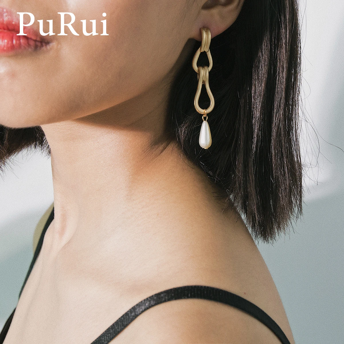 

PuRui Imitation Pearl Drop Earrings for Women Long Gold Earrings Pearl Water Drop Earrings Korean Dangling Fashion Jewelry Gift
