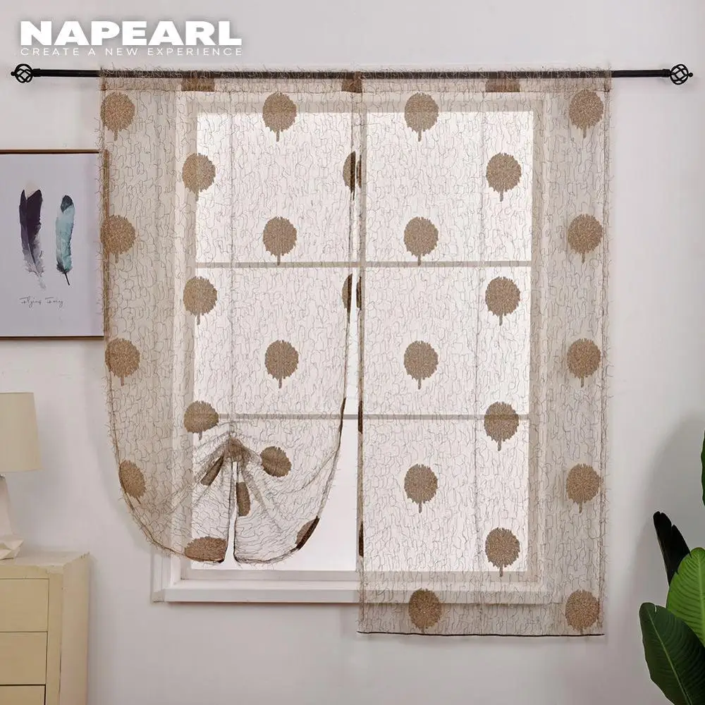 Цветочные занавески для кухни NAPEARL с воздушными шарами римские украшения дома шторы из тюля серого и