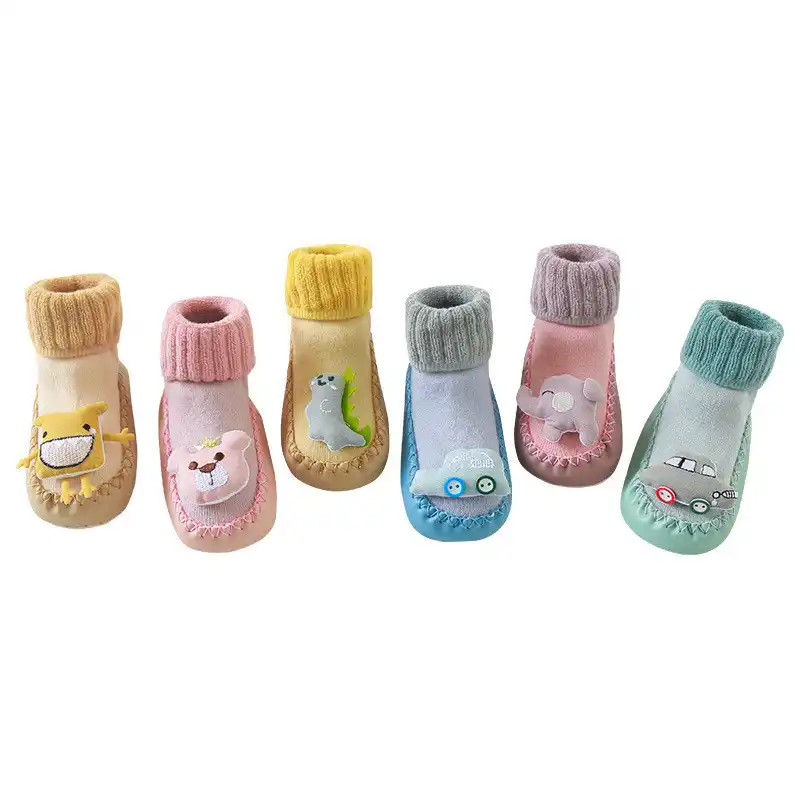 Chaussettes Pour Bebes Avec Semelles En Caoutchouc Chaussons D Automne Pour Bebes Filles Et Garcons Chaussettes De Sol Antiderapantes A Semelle Souple Aliexpress