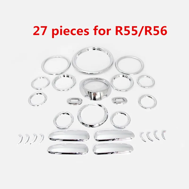For R55 R56 Набор хромированных АБС молдинги для салона автомобиля, Накладка для укладки, декоративная наклейка для Mini Cooper R55 R56 R60, левый руль - Название цвета: For R55 R56