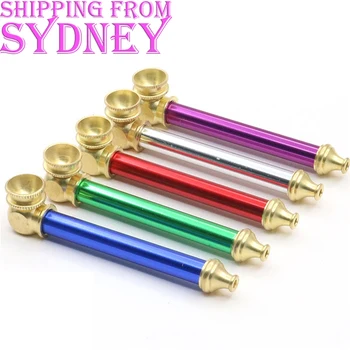 

2PCS 10CM Tobacco Pipe Solid Brass Cone Metal Bowl Pipes Colorful Smoking Pipe Set Detachable Accessories