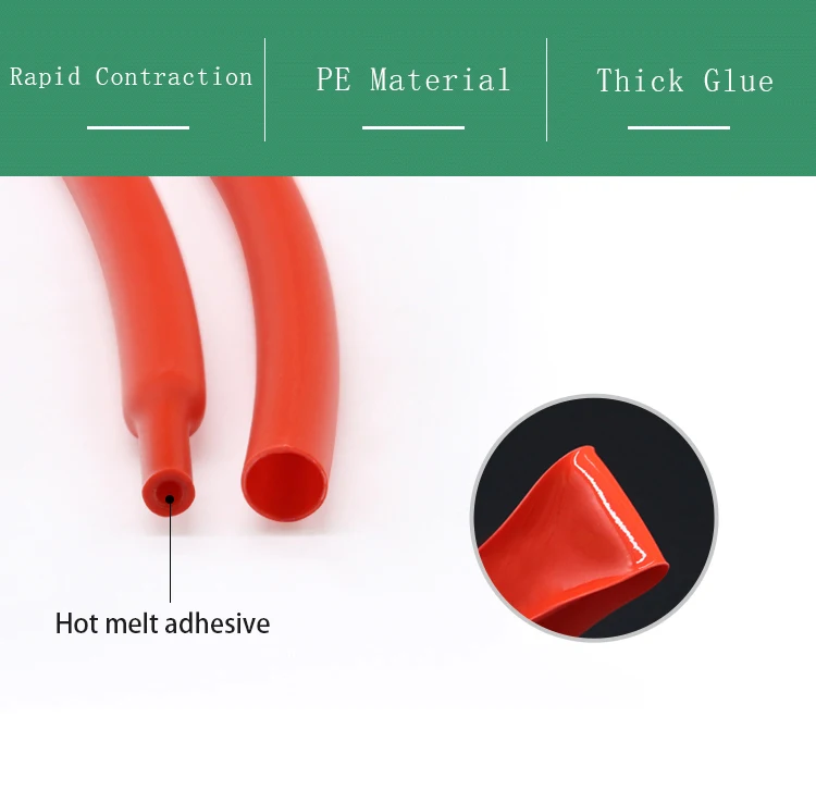 Description Picture 6 of item1M ID 4 6 8 12 16 20 24 32 40 52 mm Heat Shrink Tube with Glue Adhesive Lined 4:1 Dual Wall Tubing Sleeve Wrap Wire Cable kit