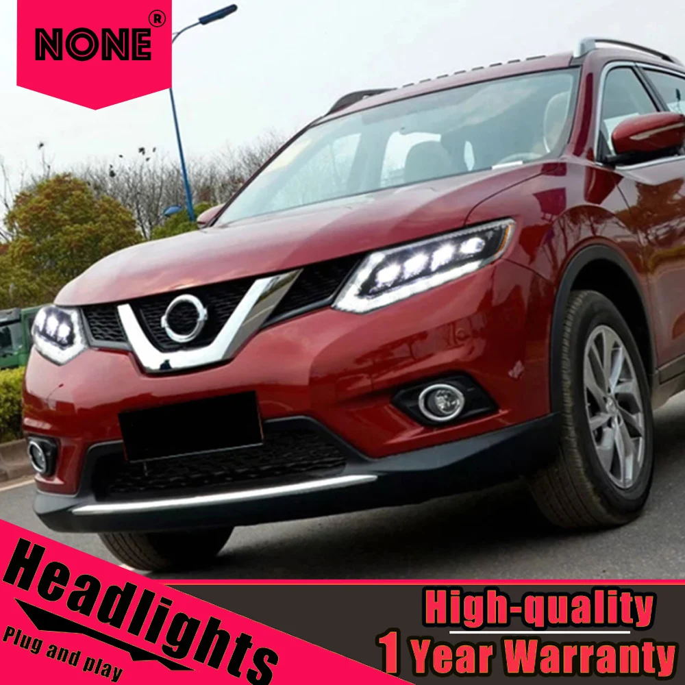 LED Headlights For Nissan X-TRAIL 2014- Daytime Running lights Dynamic Signal Bi-Xenon Low/High Beam 1 Pair | Автомобили и