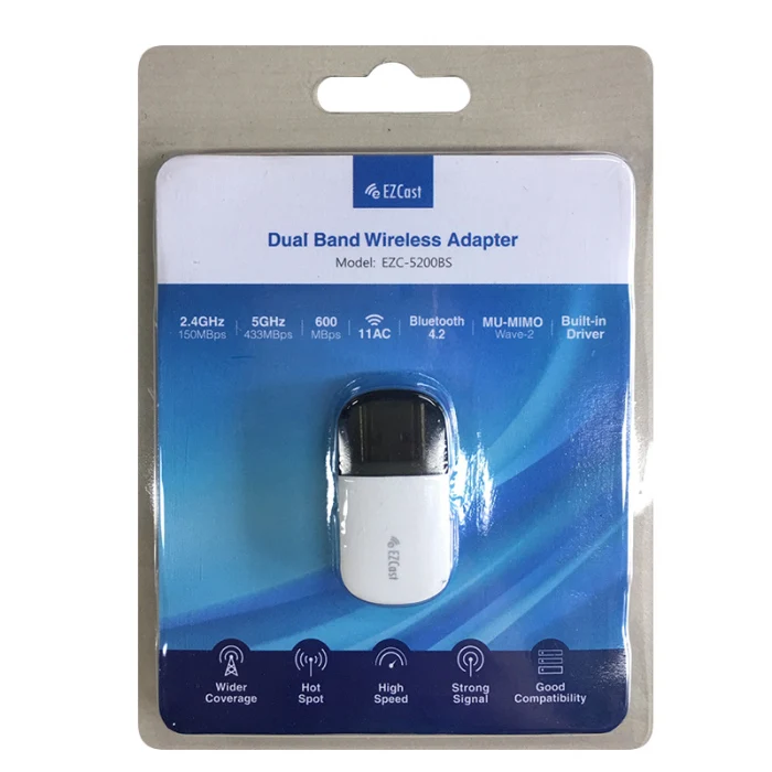 USB мини WiFi адаптер 2,4G/5G двухдиапазонный Bluetooth беспроводной сетевой адаптер для ПК настольный VH99
