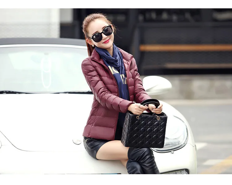 Stand Collar Thin down Jacket Women's Autumn And Winter New Products Short Autumn And Winter Portable Large Size Korean-sty