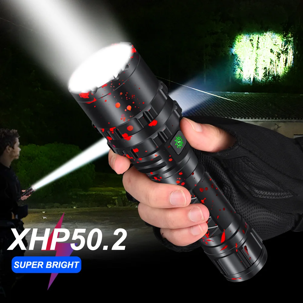 

65000LM Professional Most Powerful Xhp50.2 Led Flashlight USB Rechargeable Waterproof Torch camping,hunting use 18650 battery