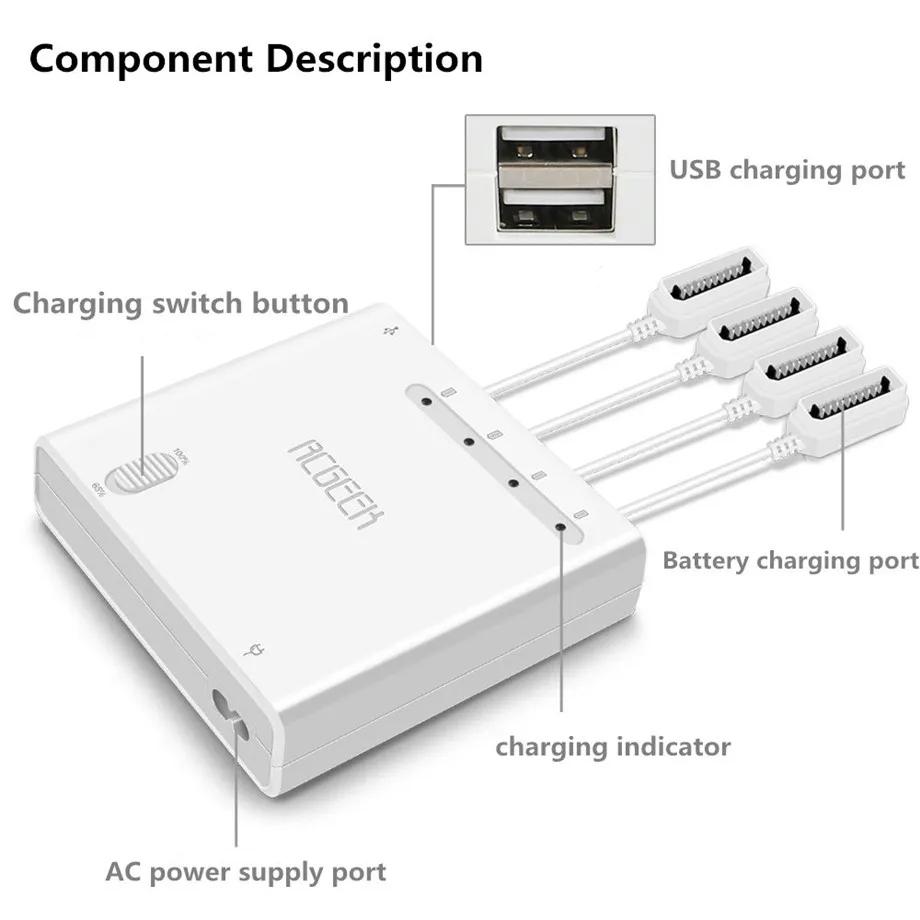6 in 1 Mavic 2 Charger Battery Charge Remote Control phone Tablet Charge For DJI mavic 2 ProZoom Charger Hub With USB Port-13