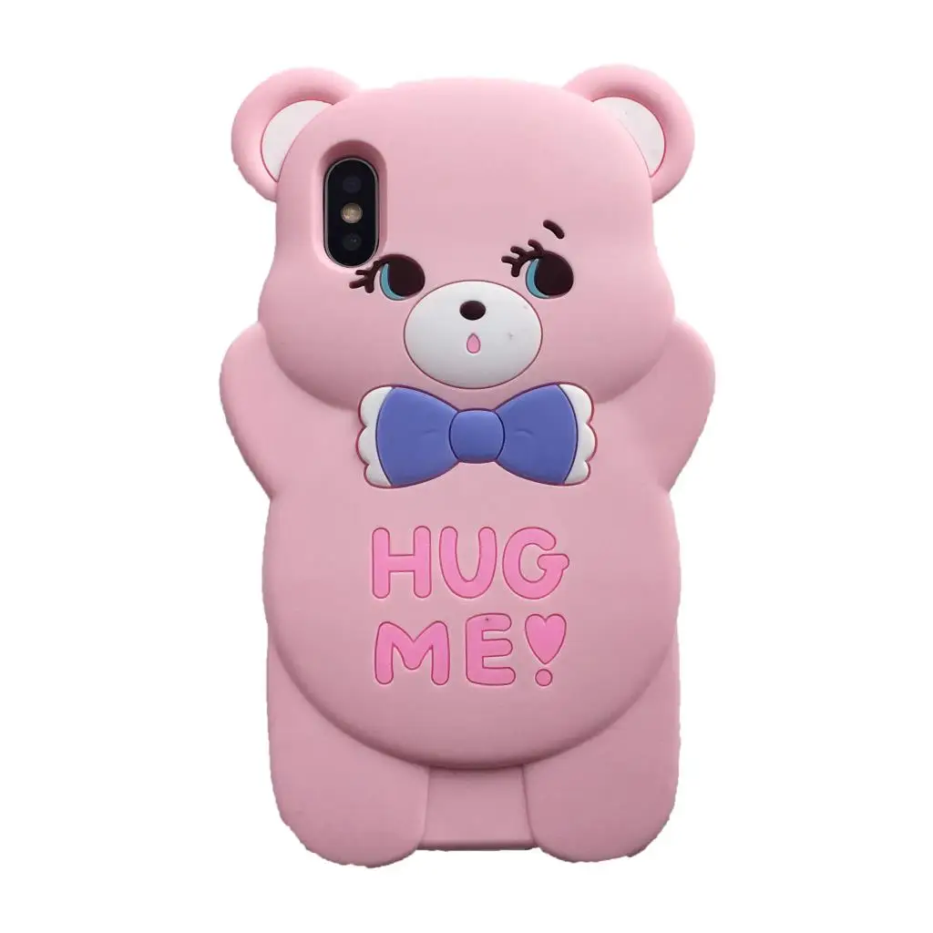HugMe Pink Милый силиконовый чехол для iPhone 5, 5S, 6, 6s Plus, 7, 8, X, XR, XS, 11 Pro Max, SE, чехол, панда, медведь, кошка, утка, свинья, милый чехол для телефона - Цвет: HugMe Pink