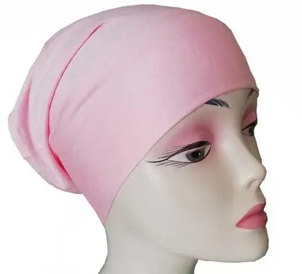 12pink 2 Модальный хлопок однотонный цвет Внутренняя крышка бинты мусульманские подшарфы хиджаб - Цвет: 12pink 2