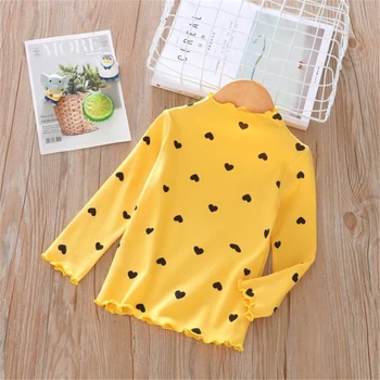 

ZWF285 Fashion 100% Cotton Girls T-Shirt Long-sleeve Kids Turtleneck Bottoming Shirt for Children Clothes New Spring Girl Tops