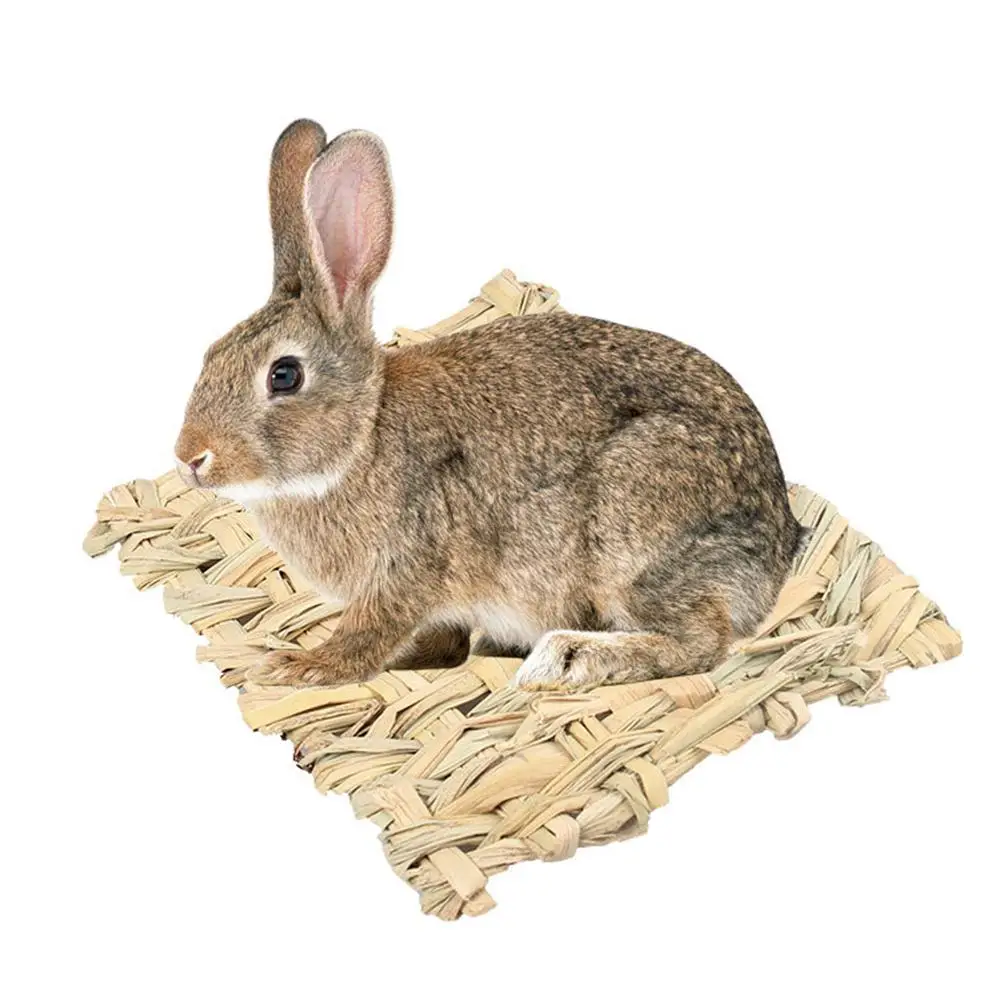 

Hamster Grass Mat Hay Net Hand Woven Straw Mat Hamster Guinea Pig Rabbit Rectangular Dry Grass Mat Small Pets Nest Pad