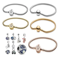 Jewelry For Women Plata De Ley 925 Abalorios Bangle Fit Original Pan DIY Designer Beads Charms Beadeds Sterling Silver Bracelets
