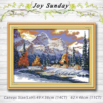 

The snow of winter Scenery painting dmc 14CT 11CT counted cross stitch kits embroidery set Needlework Set chinese cross stitch