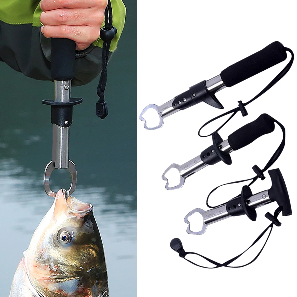 

Portable Fish Gripper Stainless Steel Fishing Clip Hook Control with Weight Scale & Ruler Fishing Tool Fish Control Clamp Device