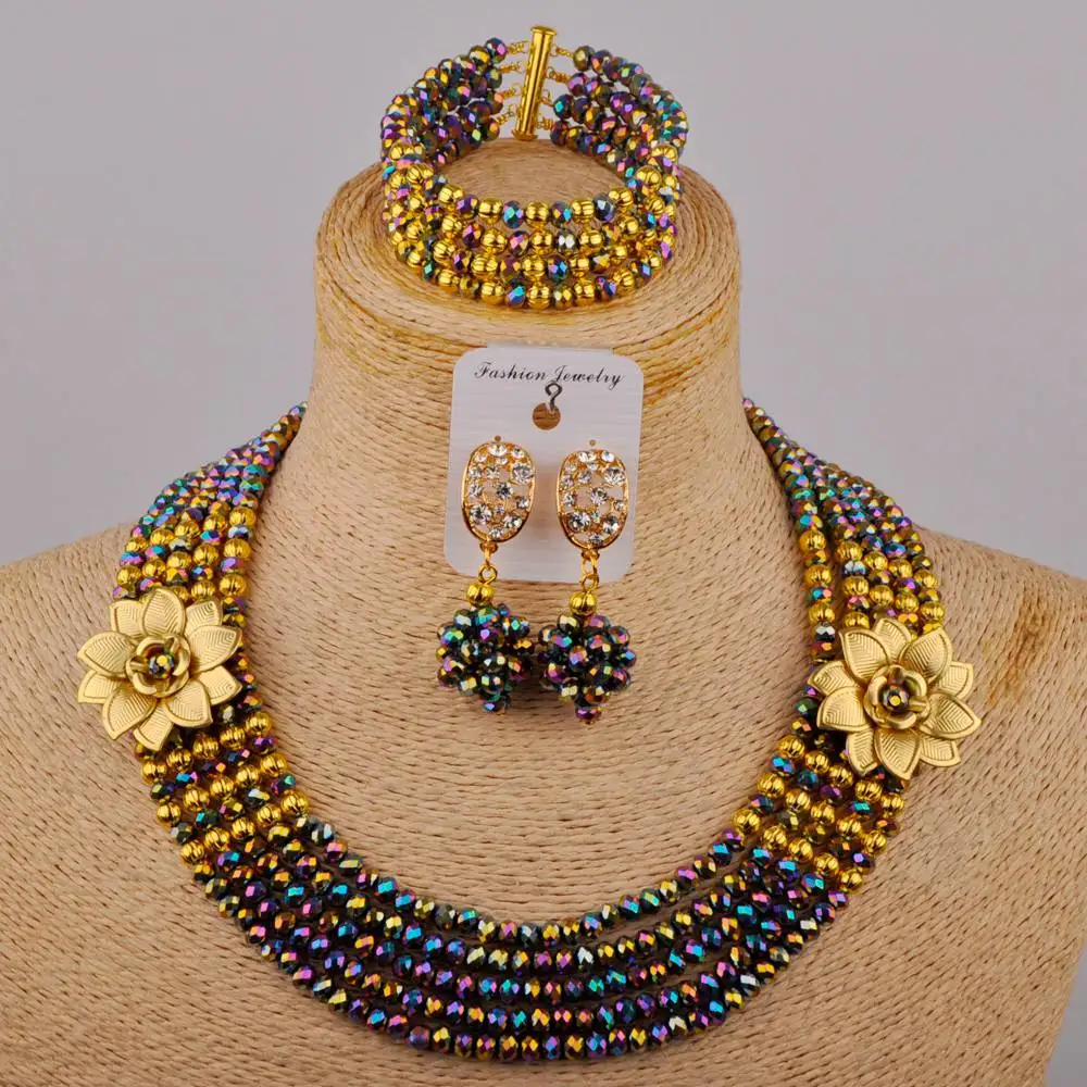 

Multicolor Plated African Wedding Beads African Jewelry Set
