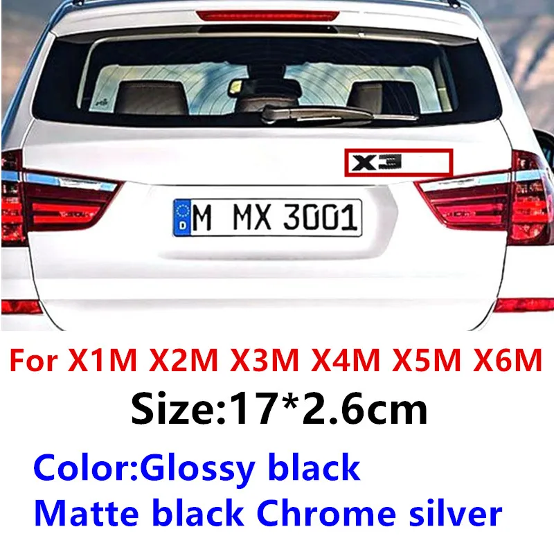

ABS Letter Emblem For BMW M X1M X2M X3M X4M X5M X6M Logo Rear Emblems Car Trunk Styling Accessories Badge Sticker Black Chrome