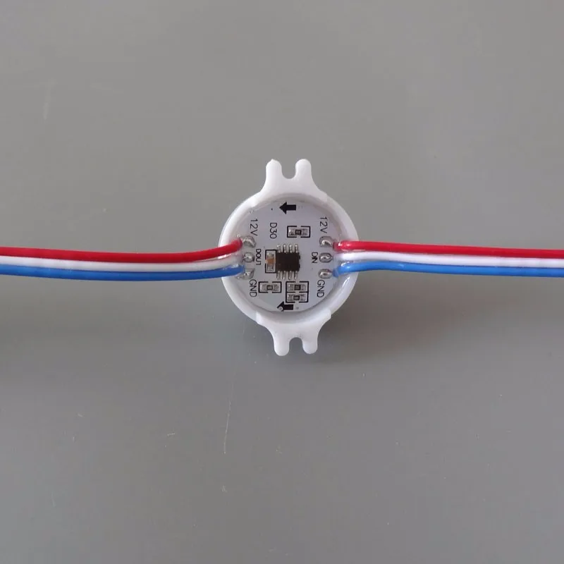 100 шт. DC12V 3 светодиодный s WS2811IC 5050 RGB IP68 Светодиодный модуль полноцветный 30 мм рассеянный светодиодный светильник D30 точечный источник водонепроницаемый