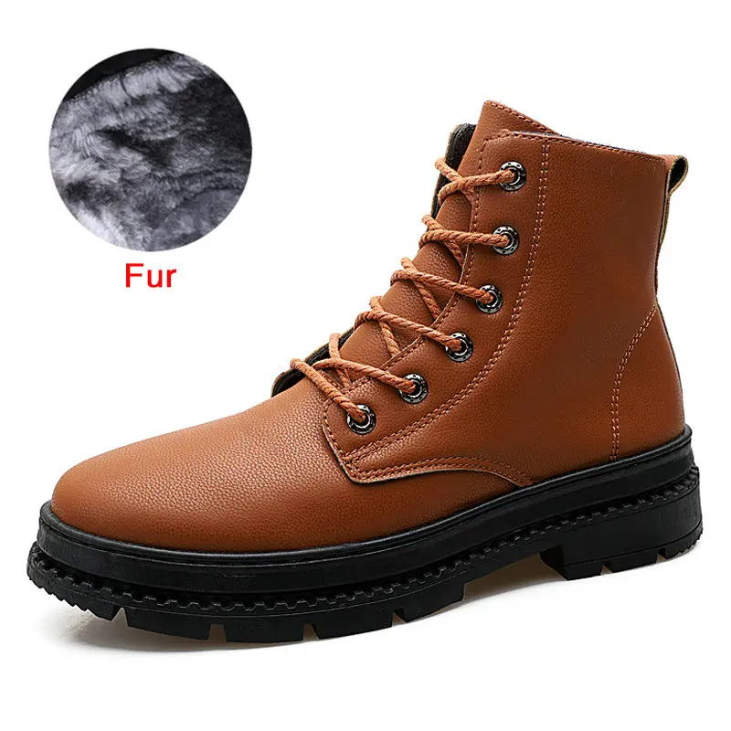 DEKABR/; мужские зимние ботинки; меховые ботильоны; мужская повседневная обувь; Высококачественная плюшевая мужская уличная Рабочая обувь; водонепроницаемые ботинки - Цвет: 04 Brown
