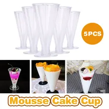 Одноразовые молочные чашки на день рождения, 5 шт., прозрачные пластиковые десертные чашки, чашки для пудинга, чашки для смузи, экономичная посуда для мороженого, торта