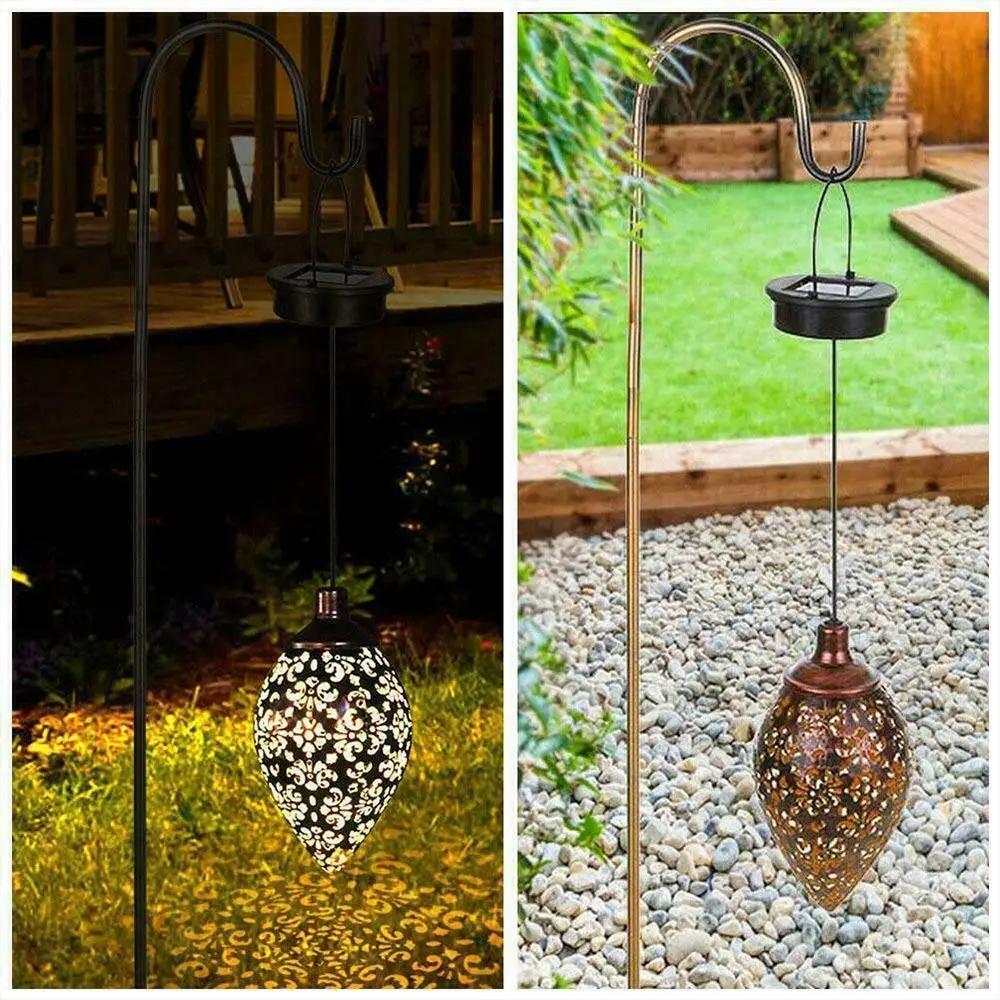 

Solar Garden Lights IP44 Water-Resistant Path Way Olive Shape Solar Lanterns Outdoor Solar Stake Lights Light-Controlled 600mAh