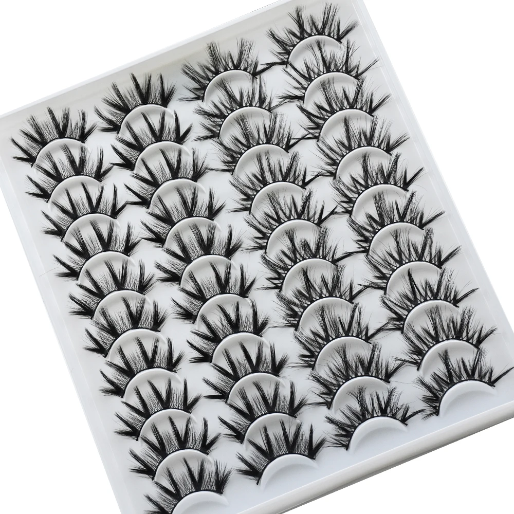 

20 Pairs 3D Soft Faux Mink False Eyelashes Handmade Wispy Fluffy Long Lashes Natural Thick Eye Extension Makeup Kit Cilios Tools