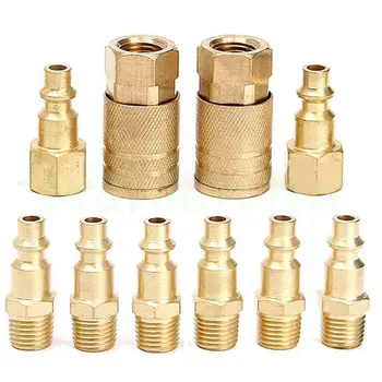 

10 PCs USA Style Brass Quick Realease Air Line Coupler Connector Set For Compressor Tools