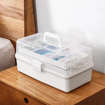 

Medical Storage Box Chest Organizer First Aid Kit Emergency Sundries Medicine Plastic Container 7 Grid Home Organizer Holder Kit