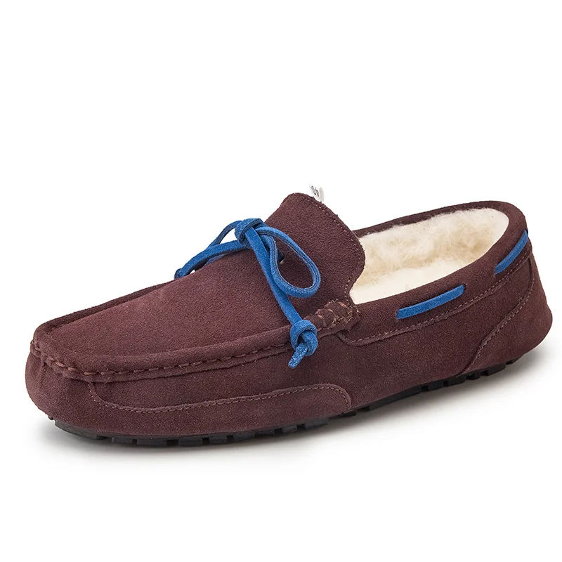 Large Size 38-47 Brand Fashion Winter Fur Moccasins Men Loafers High Quality Suede Leather Shoes Men Flats Gommino Driving Shoes 3