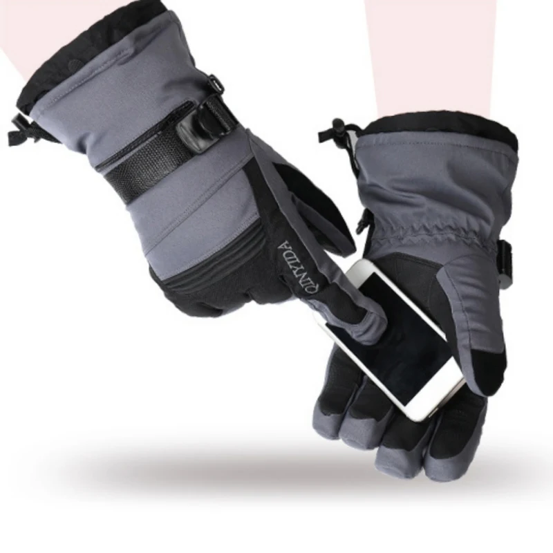 Перчатки для катания на лыжах, сноуборде, перчатки с сенсорным экраном, водонепроницаемые Зимние флисовые перчатки для езды на мотоцикле, снегоходе, для мужчин и женщин