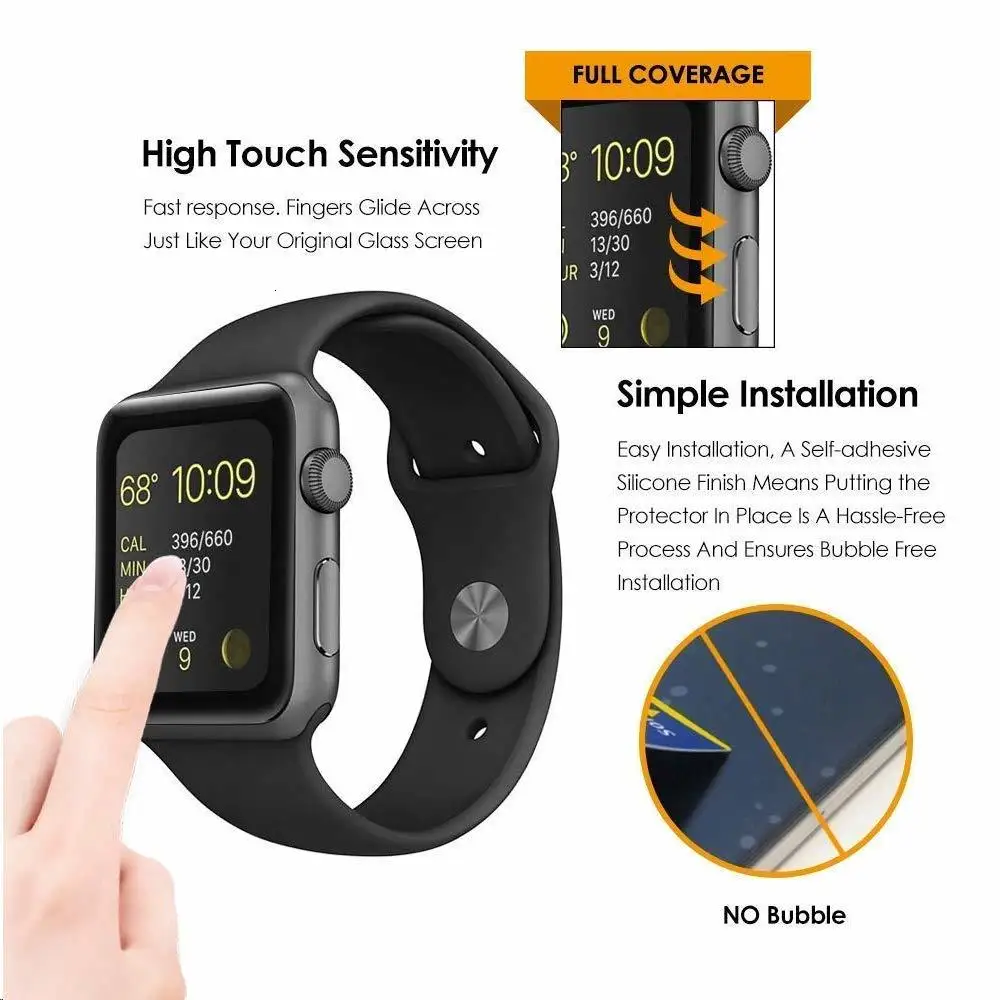 Закаленное стекло для Apple Watch полноэкранная Защитная пленка серии 4 с