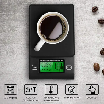 

New Digital Coffee Scale Multifunction Kitchen Food Scale With Timer Temperature Probe Lcd Display Green Backlight 2000G/1G