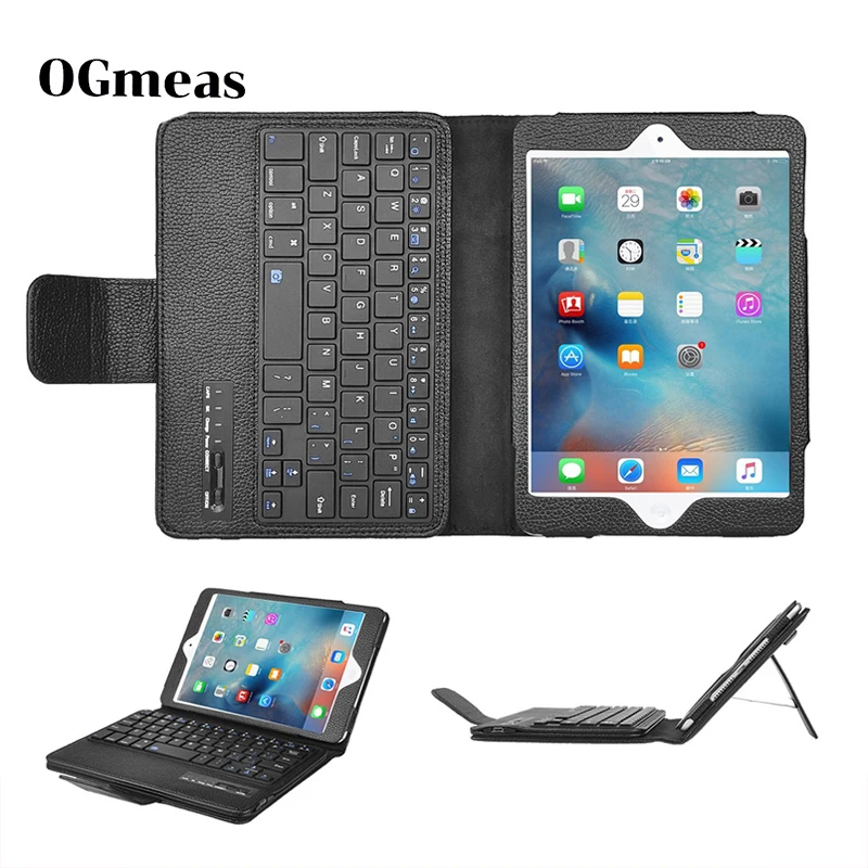 Keyboard Case For iPad Mini 4 3 2 1 PU Leather Folio Smart Cover for Apple iPad Mini 4 Case with Detachable Bluetooth Keyboard