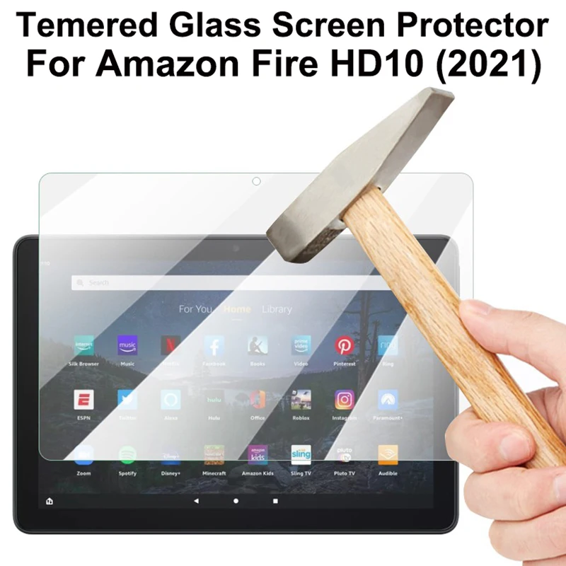 Amazon fire hd 2021,クリアフィルム,バージョン2021,hd10用の9h硬度強化ガラススクリーンプロテクター|Tablet  Screen Protectors| - AliExpress