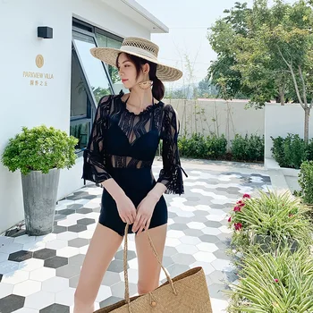 

Swimming Suit For Women One Piece Whole Swimsuits Bathing Suits Plus Size Push Up Korea Ins Micro Hot Solid Polyester Sierra