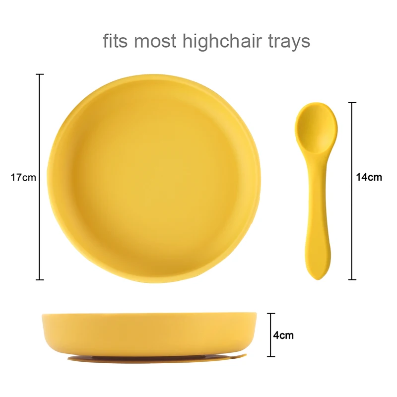 100%Food Grade Silicone Baby Feeding Plate Suction Tableware Spoon Waterproof Suction Bowl Kids Non-slip Children's Products 5