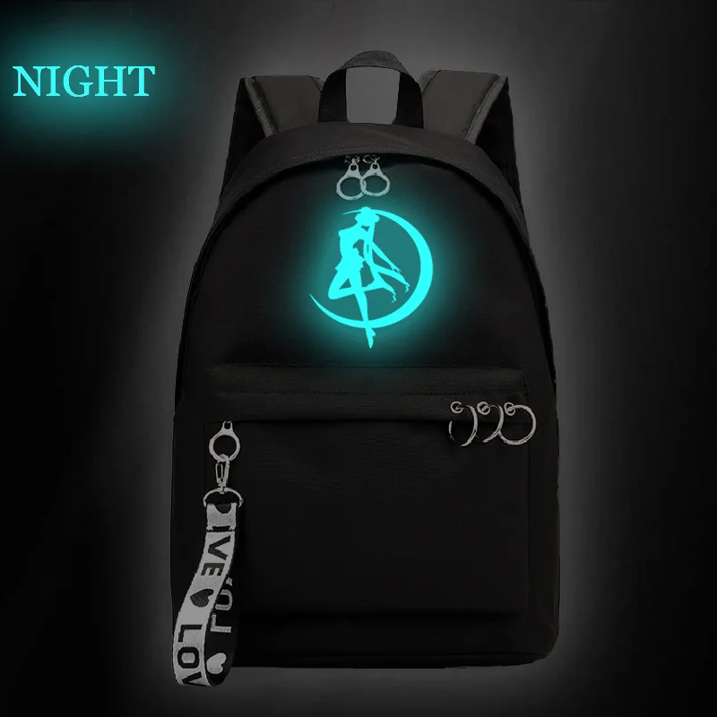 Style 13 Сейлор Мун Кот розовый рюкзак школьный книги сумки Mochila Дорожная сумка для ноутбука кольцо с изображением ленты круг мальчик девочки рюкзак розовый черный - Цвет: Style 13
