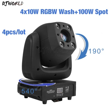 

4pcs/lotLed 4x10W RGBW 4in1 Wash+100W Spot Moving Head Light Gobo Beam Stage Effect Lighting Powercon DMX512 For Dj Disco Party