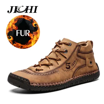 

2020 Winter Shoes Men Warm Leather Men Boots Casual Comfortable Flat Male Winter Snow Boots Waterproof Lace-up Shoes Big Size