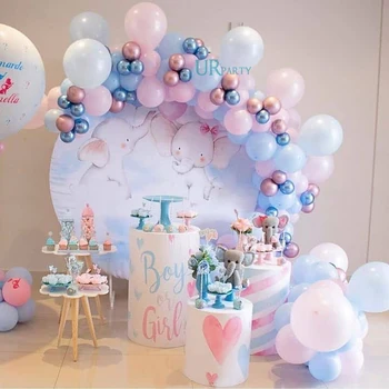 

131 PCS Balloon Garland Arch Light blue and pink and chrome ballon for baby shower birthday party wedding or anniversary