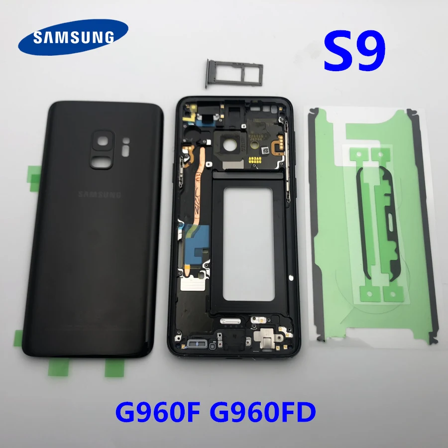 Оригинальная Замена для samsung Galaxy S9 G960 G960F G960FD полный ободок средней рамки корпуса Корпус Шасси+ батарея Дверь S9