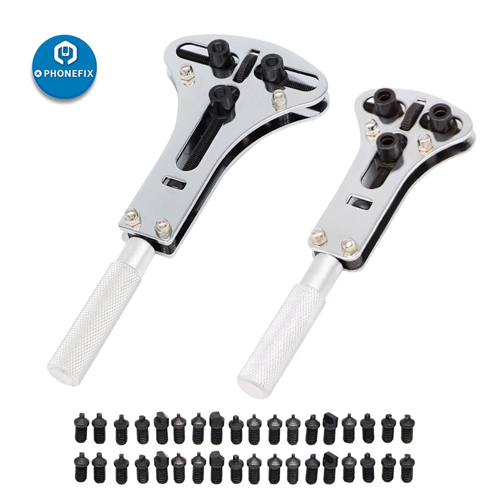 PHONEFIX Watch Case Opener Adjustable Screw Back Remover Wrench Wrist Repair Kit Battery Changing Tools Claw Watch Repair Tool PHONEFIX Watch Case Opener Adjustable Screw Back Remover Wrench Wrist Repair Kit Battery Changing Tools Claw Watch Repair Tool