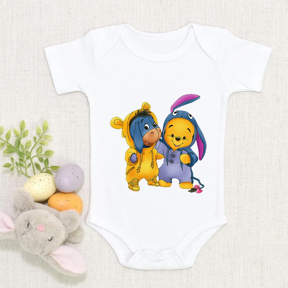 

Одежда для маленьких девочек, одежда для новорожденных, комбинезон для малышей, лето 2021, повседневное мягкое боди с коротким рукавом, Винни-Пух, с принтом