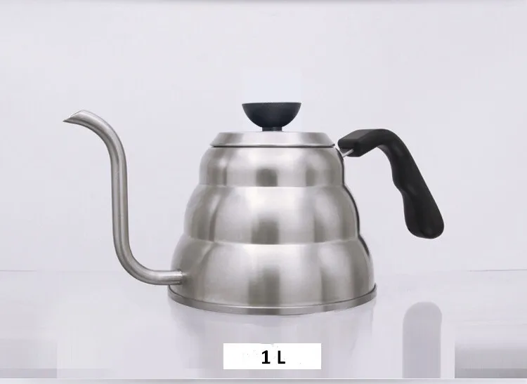 1000ML 304 чайник из нержавеющей стали для кофе с гусиным горлышком, чайник, бутылка с термометром, кухонный аксессуар 1/1. 2л - Цвет: 1000ML