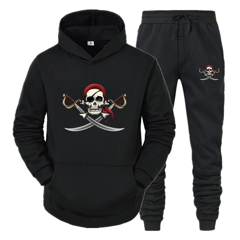 Ropa deportiva con de calavera para hombre, 2 piezas formado por sudadera pantalones de chándal, informal, talla S 3XL|Conjuntos para hombres| - AliExpress